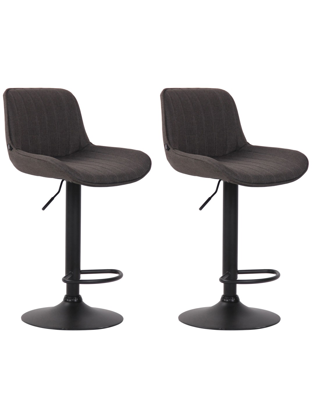 Lot de 2 tabourets de bar tissu Lentini, gris foncé