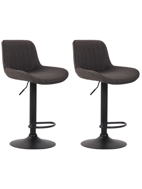 Lot de 2 tabourets de bar tissu Lentini, gris foncé