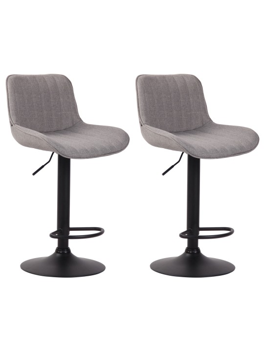 Lot de 2 tabourets de bar tissu Lentini, gris