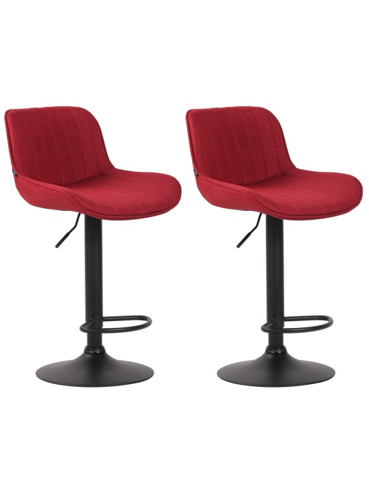 Lot de 2 tabourets de bar tissu Lentini, rouge