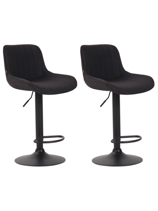 Lot de 2 tabourets de bar tissu Lentini, noir