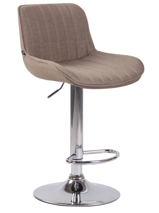 Lot de 2 tabourets de bar Lentini tissu chrome, taupe