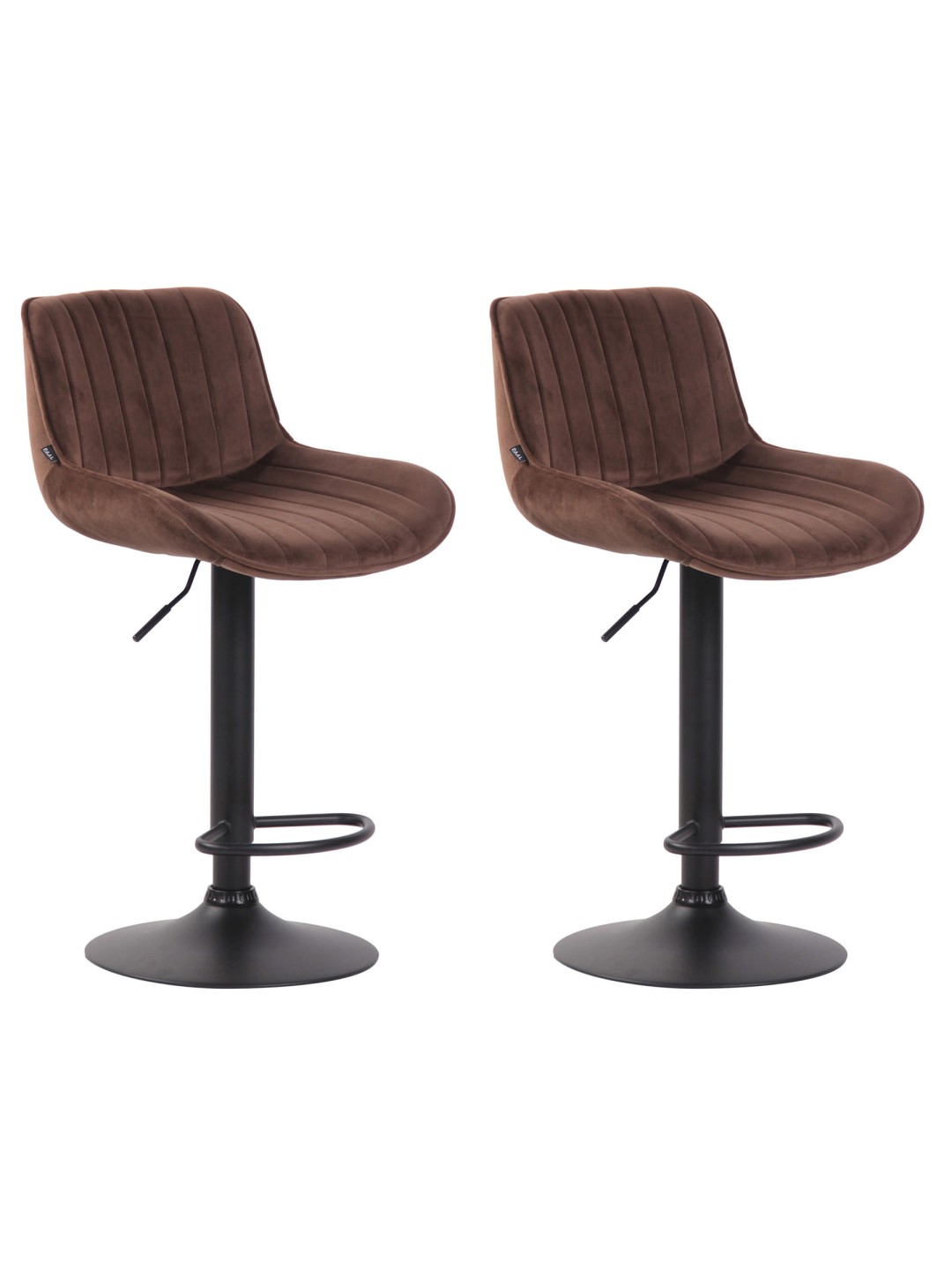 Lot de 2 tabourets de bar velours Lentini, brun