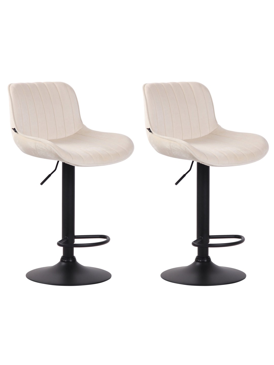 Lot de 2 tabourets de bar velours Lentini, crème