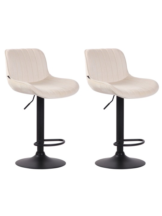 Lot de 2 tabourets de bar velours Lentini, crème