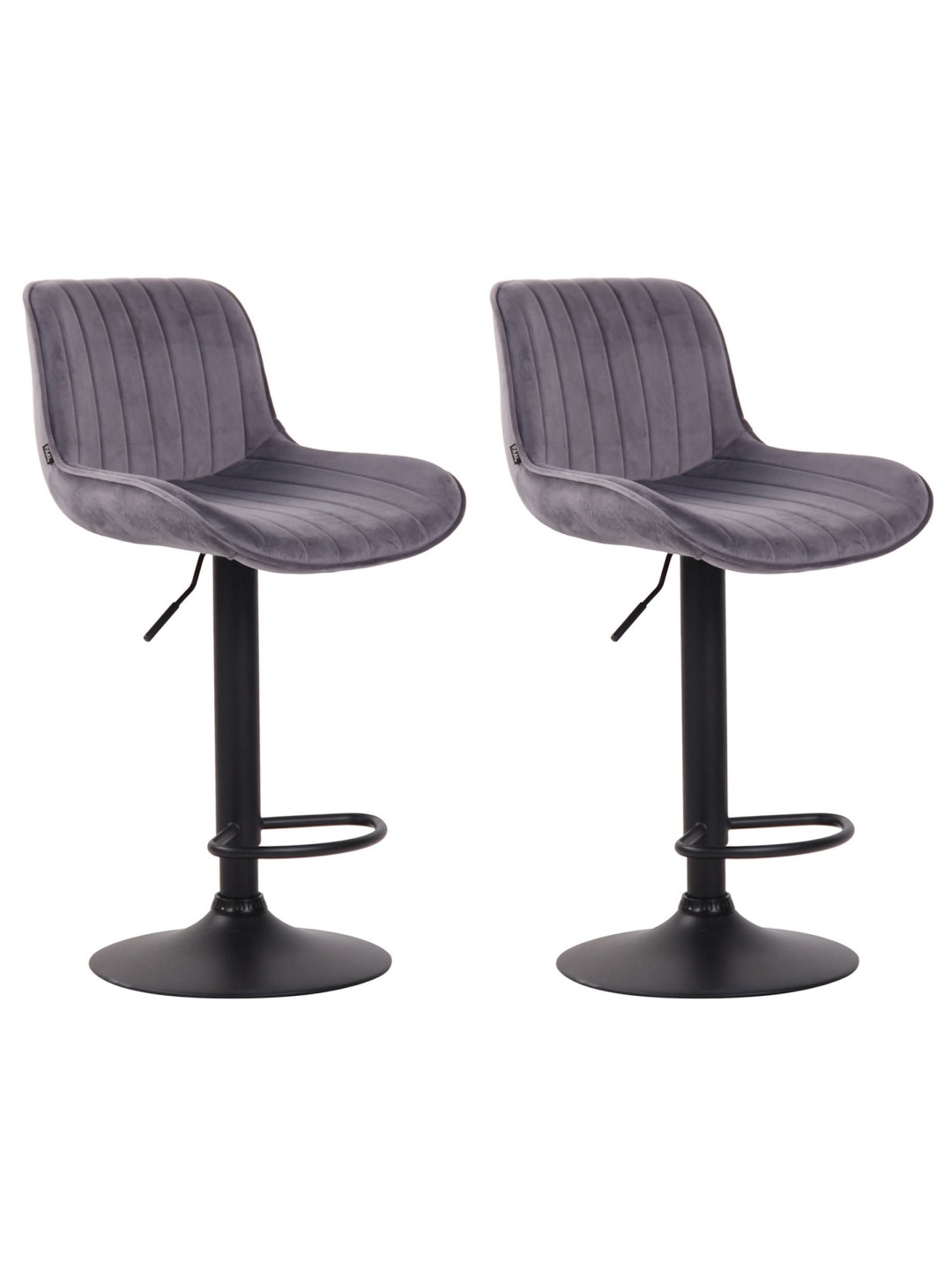 Lot de 2 tabourets de bar velours Lentini, gris foncé