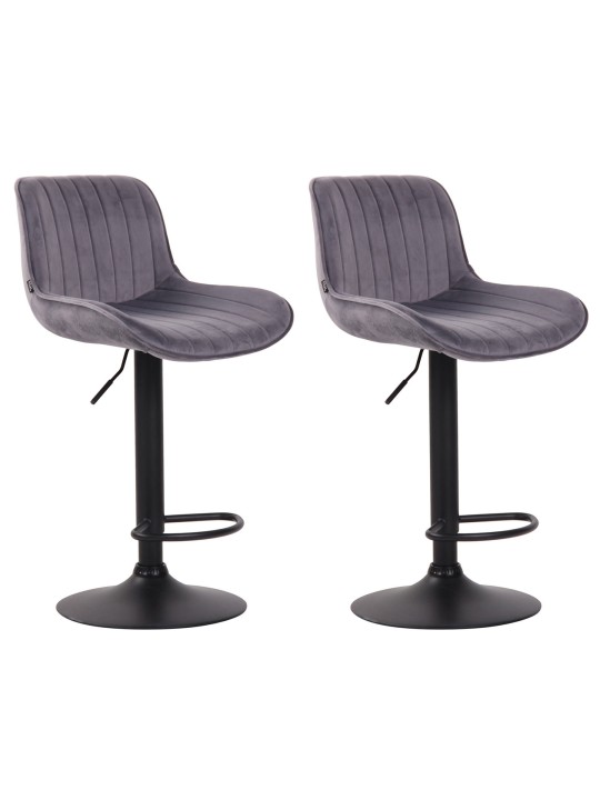 Lot de 2 tabourets de bar velours Lentini, gris foncé