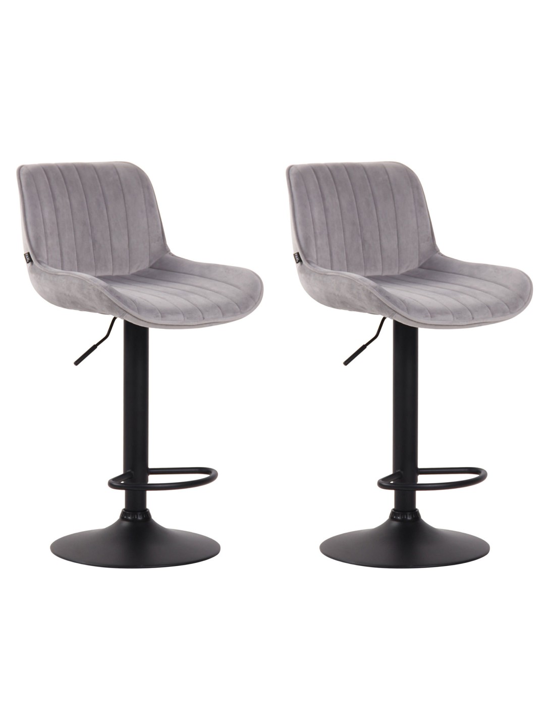 Lot de 2 tabourets de bar velours Lentini, gris