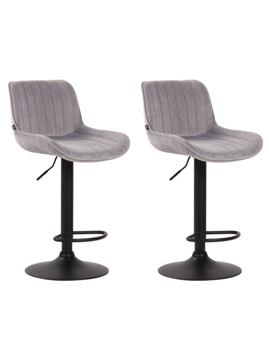 Lot de 2 tabourets de bar velours Lentini, gris