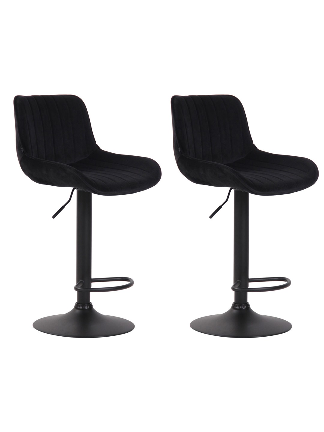 Lot de 2 tabourets de bar velours Lentini, noir