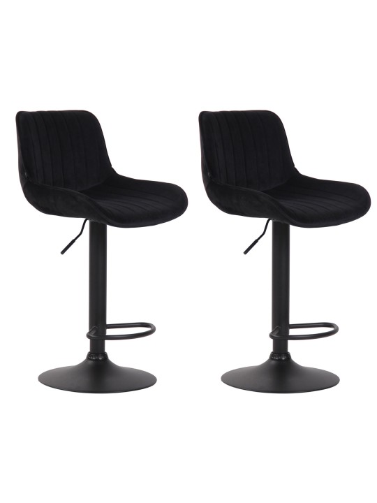 Lot de 2 tabourets de bar velours Lentini, noir