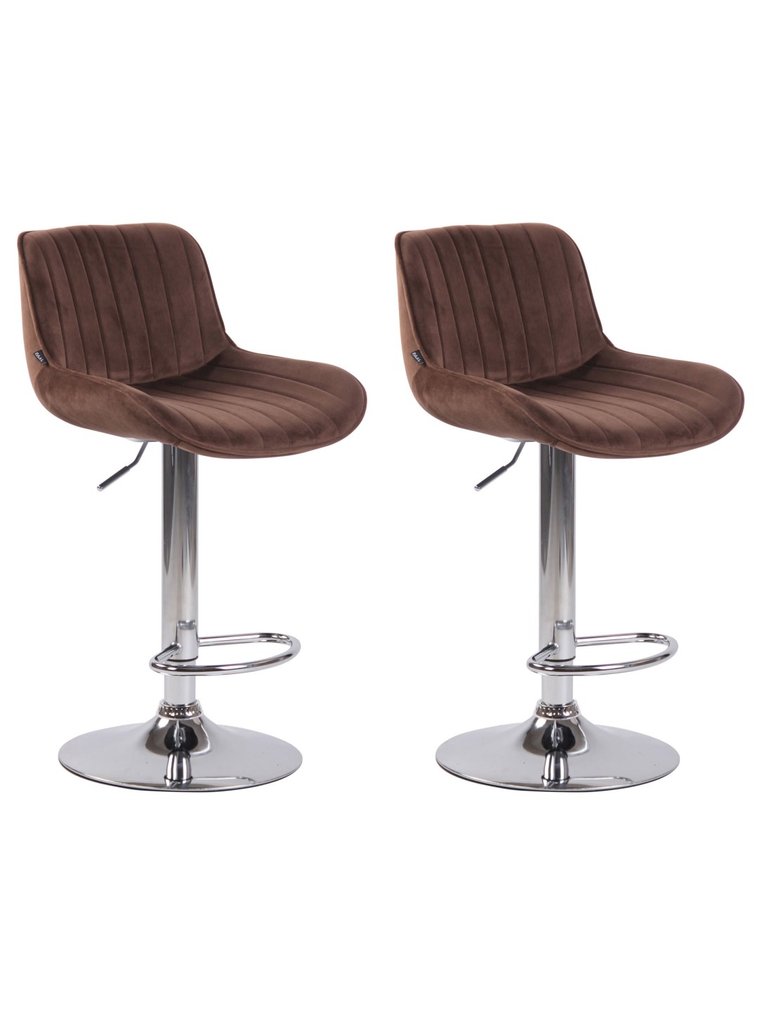 Lot de 2 tabourets de bar Lentini velours chrome, brun
