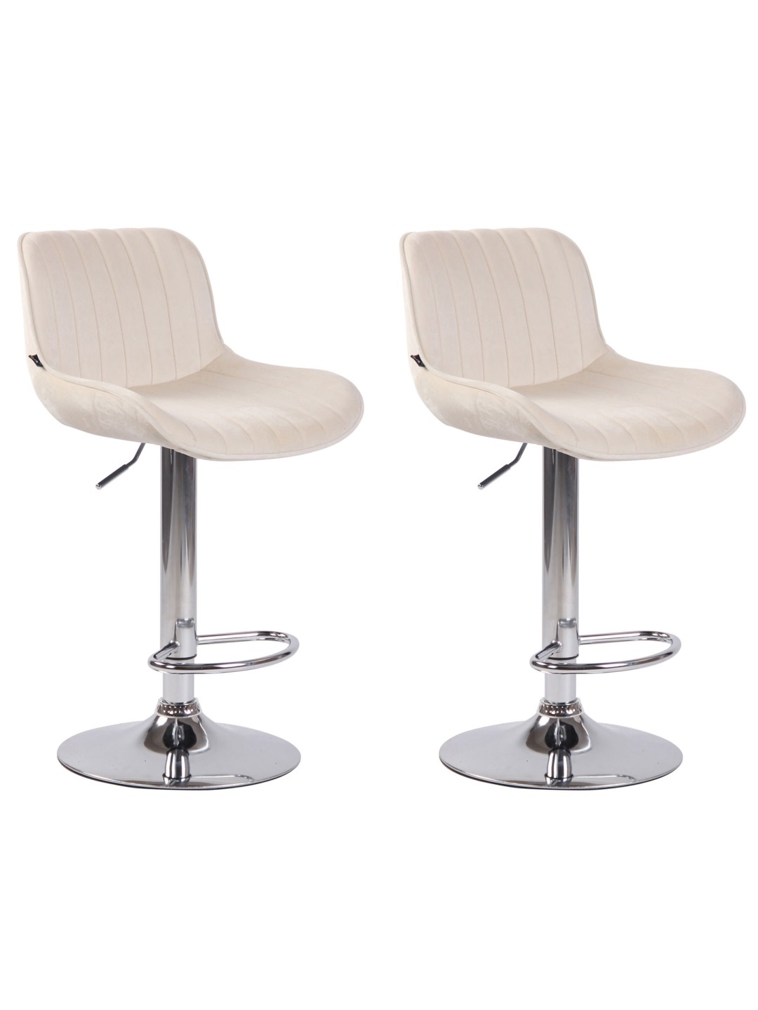 Lot de 2 tabourets de bar Lentini velours chrome, crème