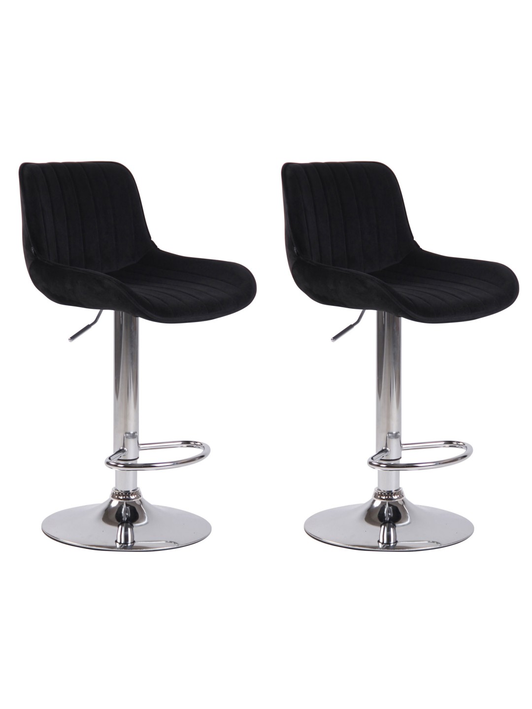 Lot de 2 tabourets de bar Lentini velours chrome, noir
