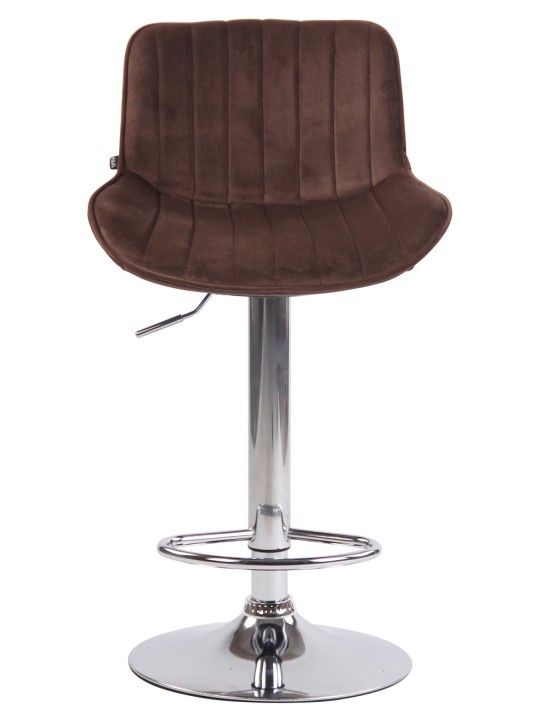 Lot de 2 tabourets de bar Lentini velours chrome, brun Lot de 2 tabourets de bar Lentini velours chrome, brun