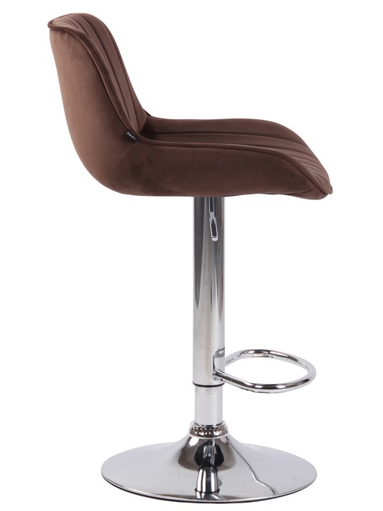 Lot de 2 tabourets de bar Lentini velours chrome, brun Lot de 2 tabourets de bar Lentini velours chrome, brun