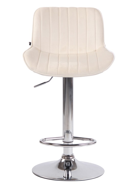 Lot de 2 tabourets de bar Lentini velours chrome, crème Lot de 2 tabourets de bar Lentini velours chrome, crème