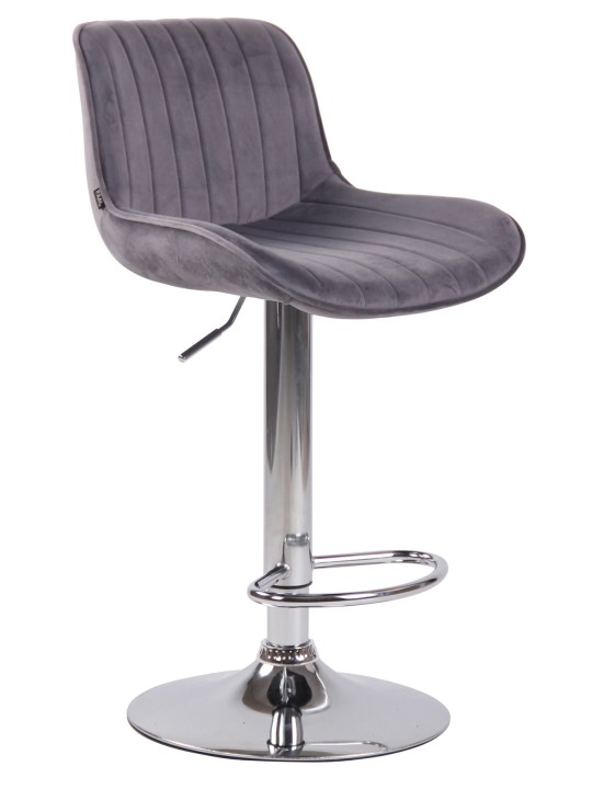 Lot de 2 tabourets de bar Lentini velours chrome, gris foncé