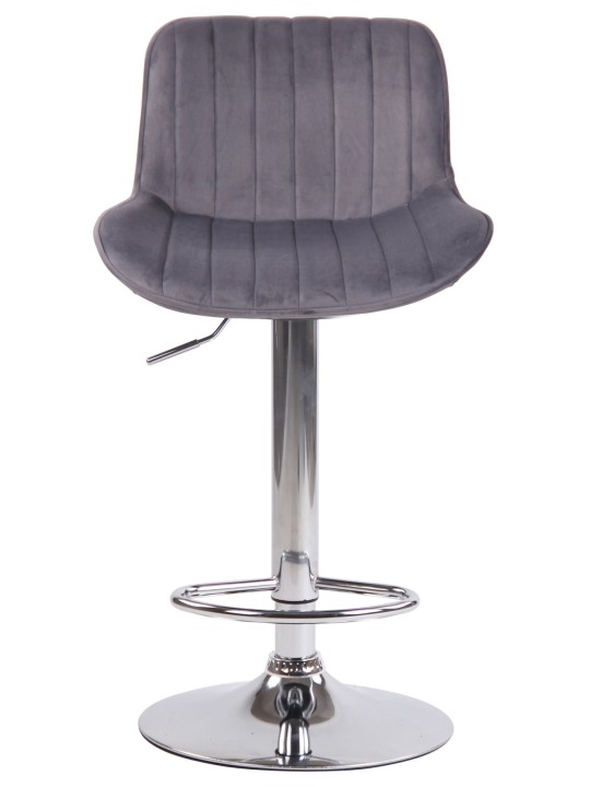 Lot de 2 tabourets de bar Lentini velours chrome, gris foncé
