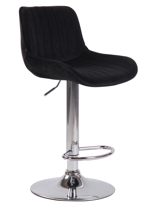 Lot de 2 tabourets de bar Lentini velours chrome, noir Lot de 2 tabourets de bar Lentini velours chrome, noir