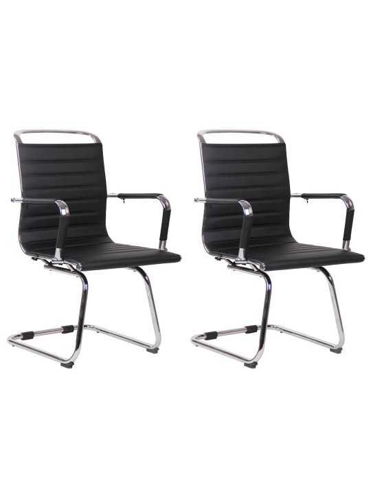 Lot de 2 chaises visiteurs Balve simili cuir, noir