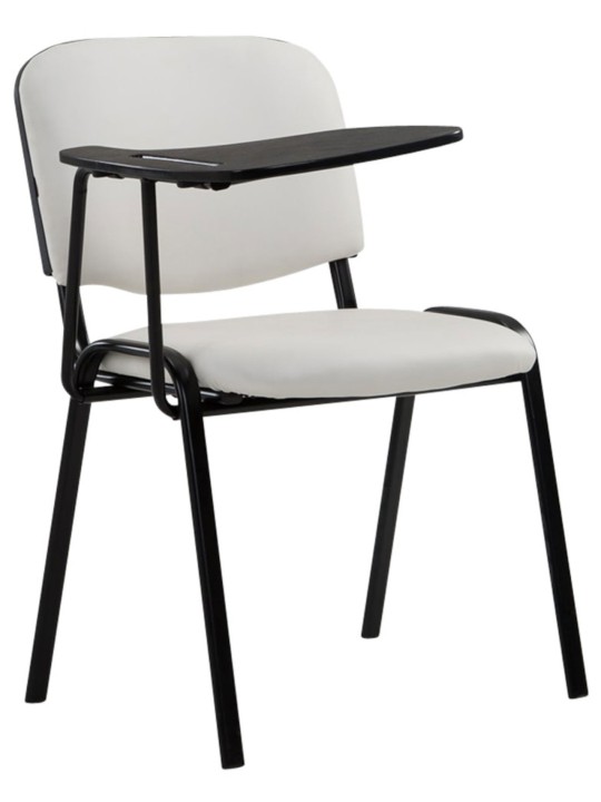 Lot de 4 chaises Ken avec table pliante simili cuir, blanc Lot de 4 chaises Ken avec table pliante simili cuir, blanc