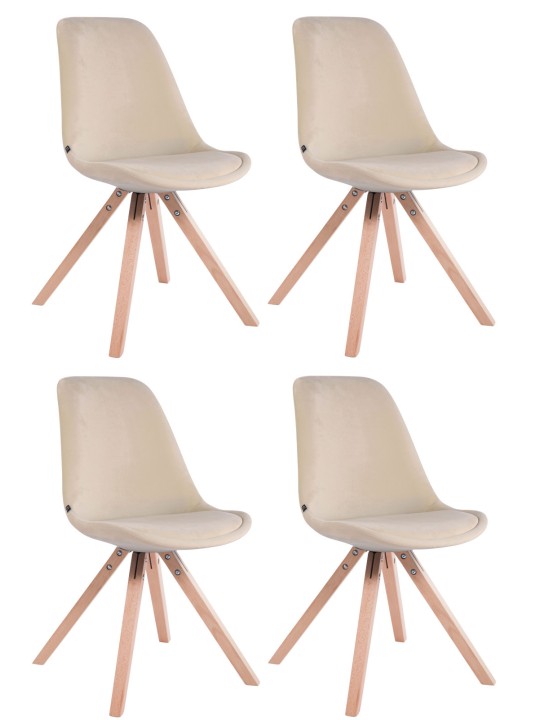 Lot de 4 chaises Toulouse velours carré natura, crème Lot de 4 chaises Toulouse velours carré natura, crème