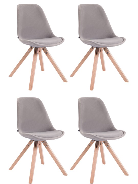 Lot de 4 chaises Toulouse velours carré natura, gris Lot de 4 chaises Toulouse velours carré natura, gris