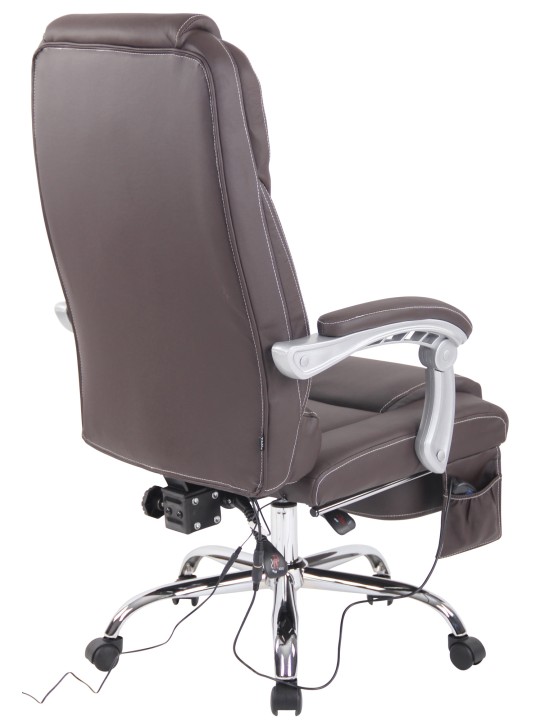 Chaise de bureau Pacific en cuir véritable avec fonction massage, brun Chaise de bureau Pacific en cuir véritable avec fonction massage, brun