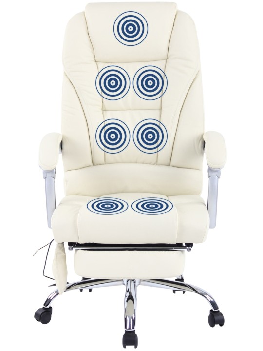Chaise de bureau Pacific en cuir véritable avec fonction massage, crème Chaise de bureau Pacific en cuir véritable avec fonction massage, crème