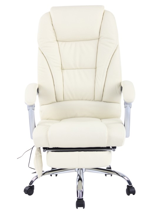 Chaise de bureau Pacific en cuir véritable avec fonction massage, crème Chaise de bureau Pacific en cuir véritable avec fonction massage, crème