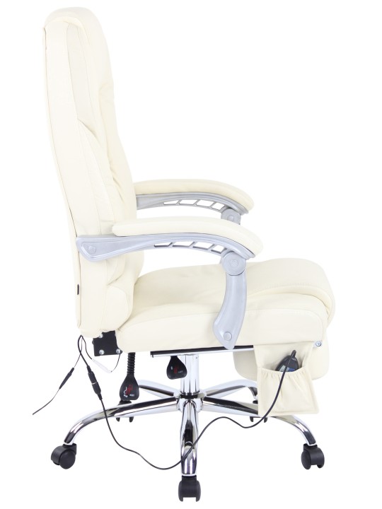 Chaise de bureau Pacific en cuir véritable avec fonction massage, crème Chaise de bureau Pacific en cuir véritable avec fonction massage, crème