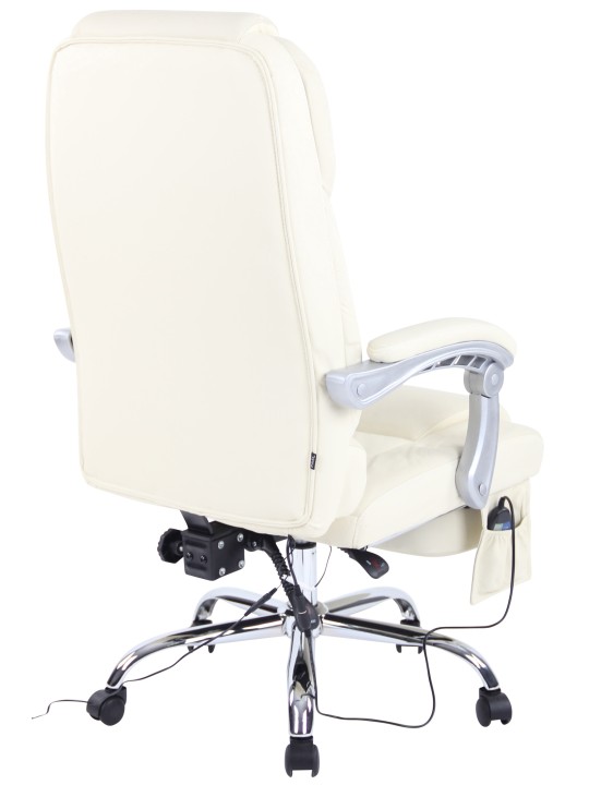 Chaise de bureau Pacific en cuir véritable avec fonction massage, crème Chaise de bureau Pacific en cuir véritable avec fonction massage, crème