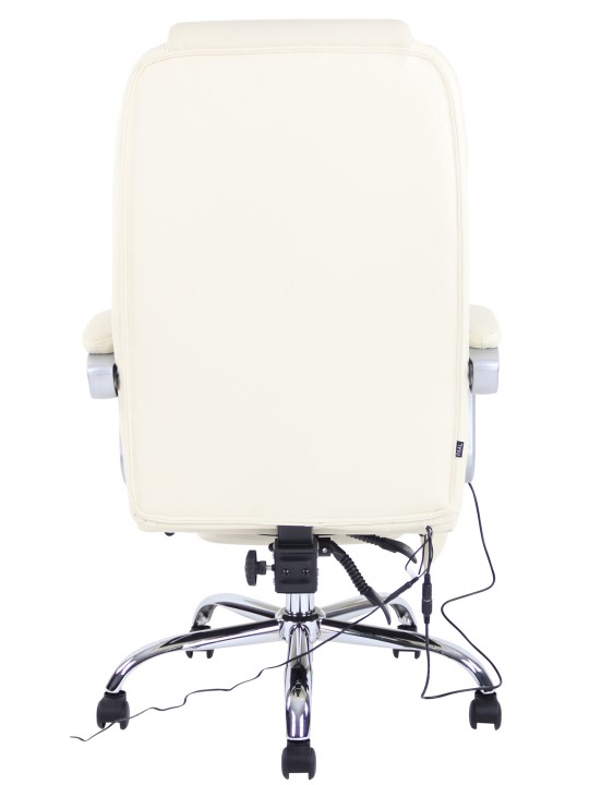 Chaise de bureau Pacific en cuir véritable avec fonction massage, crème Chaise de bureau Pacific en cuir véritable avec fonction massage, crème
