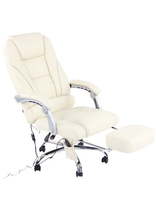 Chaise de bureau Pacific en cuir véritable avec fonction massage, crème Chaise de bureau Pacific en cuir véritable avec fonction massage, crème