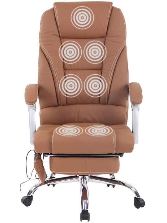 Chaise de bureau Pacific en cuir véritable avec fonction massage, brun clair Chaise de bureau Pacific en cuir véritable avec fonction massage, brun clair