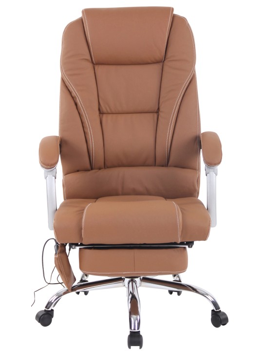 Chaise de bureau Pacific en cuir véritable avec fonction massage, brun clair Chaise de bureau Pacific en cuir véritable avec fonction massage, brun clair