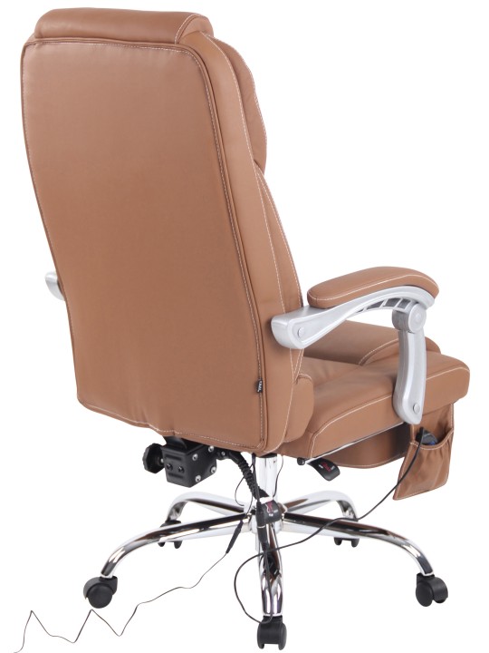 Chaise de bureau Pacific en cuir véritable avec fonction massage, brun clair Chaise de bureau Pacific en cuir véritable avec fonction massage, brun clair