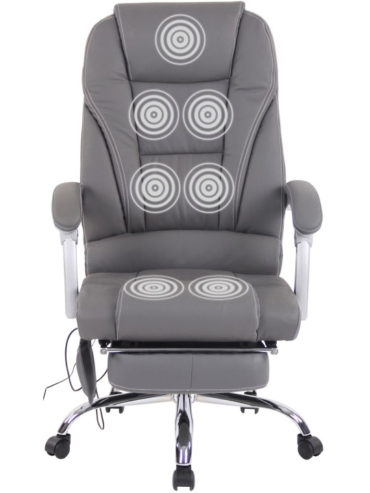 Chaise de bureau Pacific en cuir véritable avec fonction massage, gris Chaise de bureau Pacific en cuir véritable avec fonction massage, gris