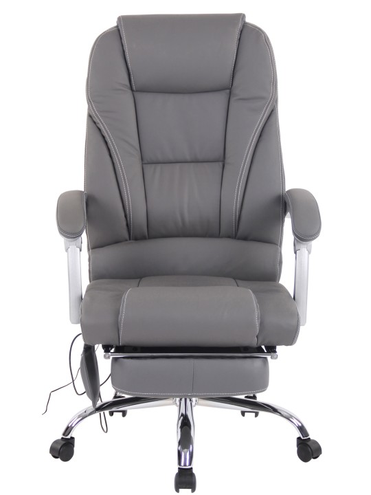Chaise de bureau Pacific en cuir véritable avec fonction massage, gris Chaise de bureau Pacific en cuir véritable avec fonction massage, gris