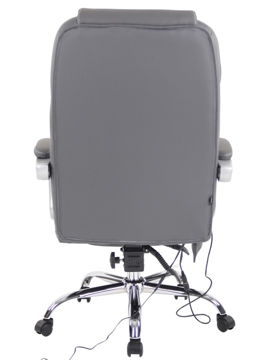 Chaise de bureau Pacific en cuir véritable avec fonction massage, gris Chaise de bureau Pacific en cuir véritable avec fonction massage, gris