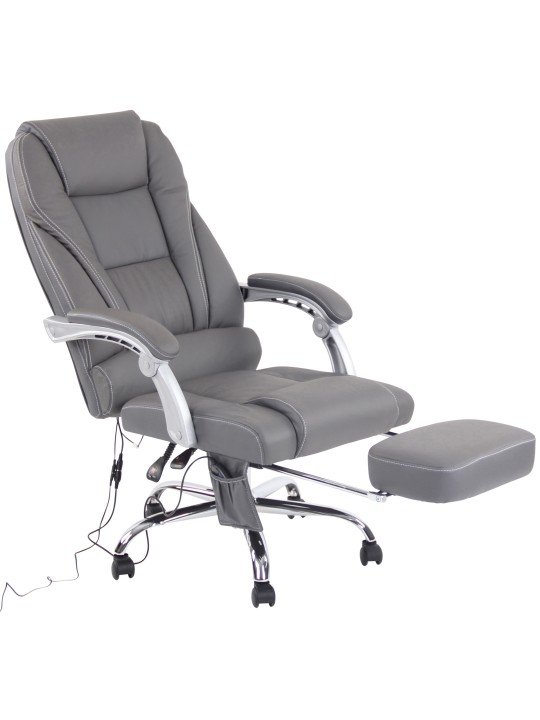 Chaise de bureau Pacific en cuir véritable avec fonction massage, gris Chaise de bureau Pacific en cuir véritable avec fonction massage, gris