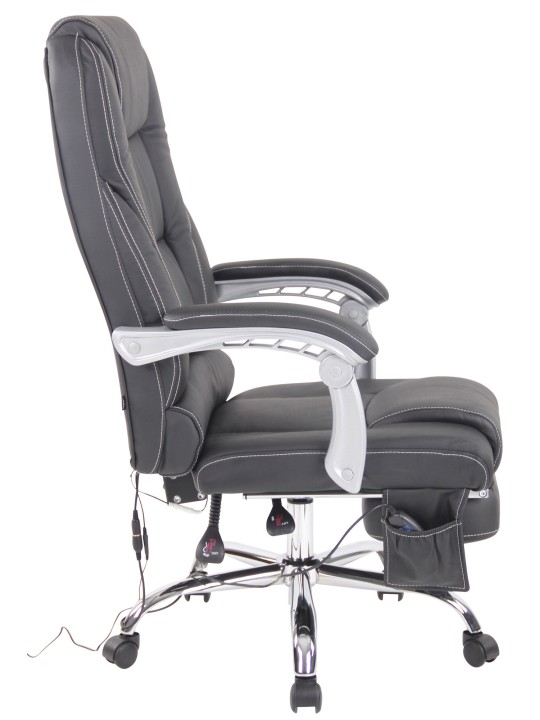 Chaise de bureau Pacific en cuir véritable avec fonction massage, noir Chaise de bureau Pacific en cuir véritable avec fonction massage, noir