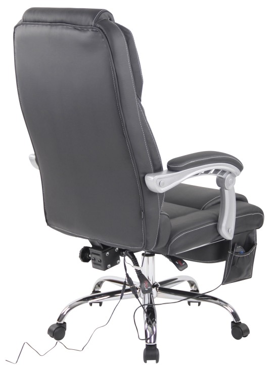 Chaise de bureau Pacific en cuir véritable avec fonction massage, noir Chaise de bureau Pacific en cuir véritable avec fonction massage, noir