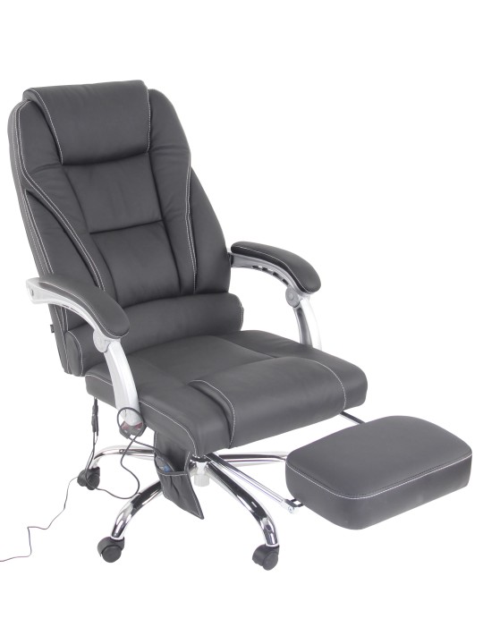 Chaise de bureau Pacific en cuir véritable avec fonction massage, noir Chaise de bureau Pacific en cuir véritable avec fonction massage, noir