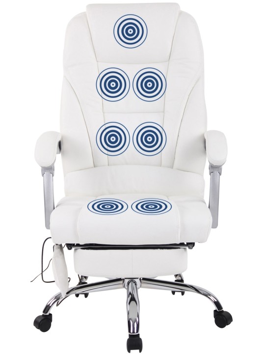 Chaise de bureau Pacific en cuir véritable avec fonction massage, blanc Chaise de bureau Pacific en cuir véritable avec fonction massage, blanc
