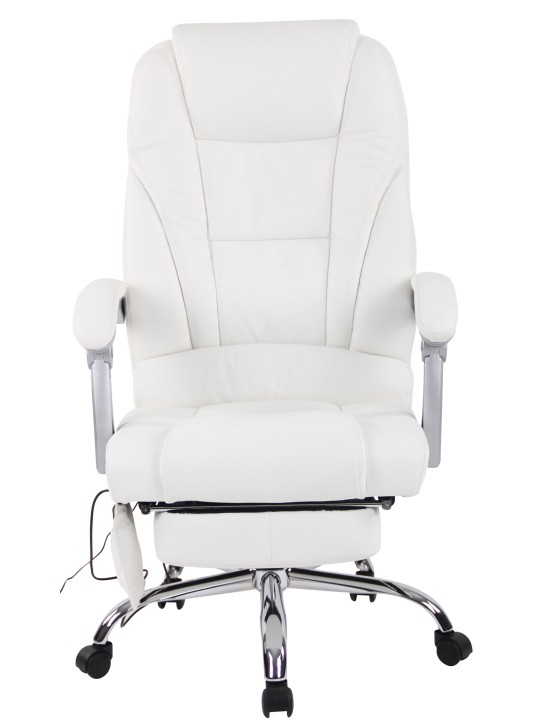 Chaise de bureau Pacific en cuir véritable avec fonction massage, blanc Chaise de bureau Pacific en cuir véritable avec fonction massage, blanc