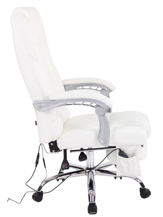 Chaise de bureau Pacific en cuir véritable avec fonction massage, blanc Chaise de bureau Pacific en cuir véritable avec fonction massage, blanc