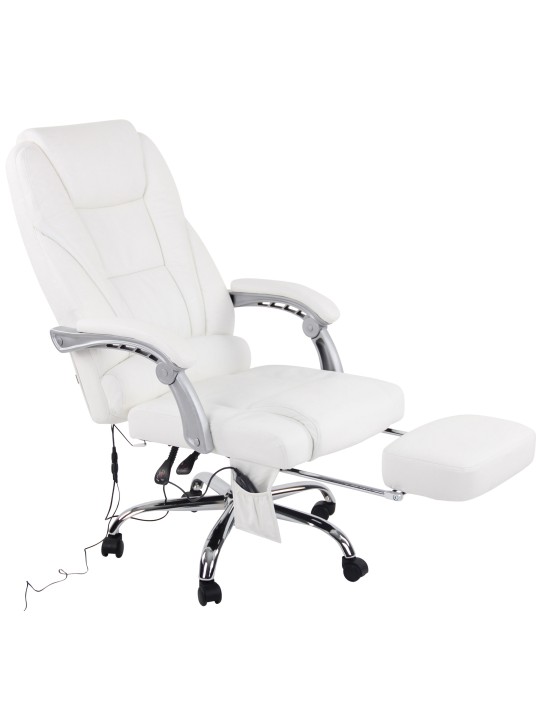 Chaise de bureau Pacific en cuir véritable avec fonction massage, blanc Chaise de bureau Pacific en cuir véritable avec fonction massage, blanc