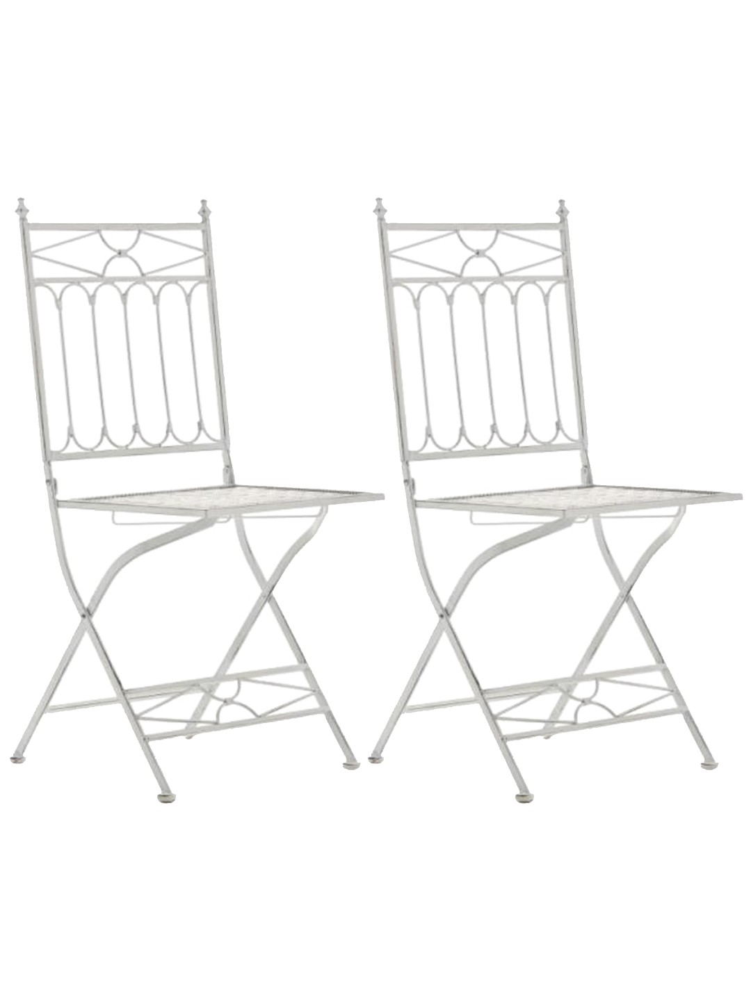 Lot de 2 chaises pliantes Asina, blanc antique